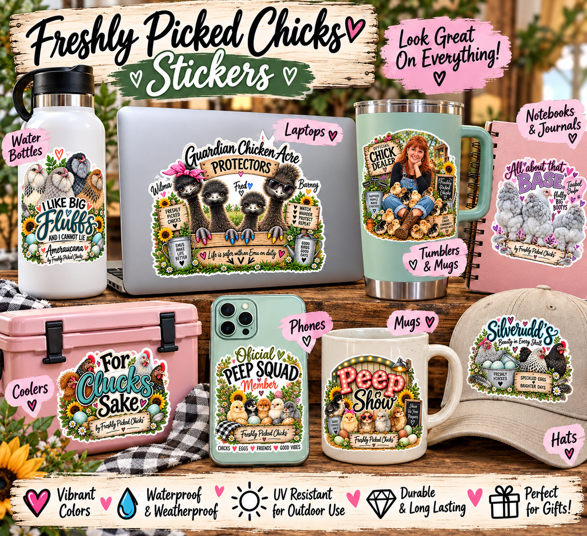 The Peep Pack - 10 Fun Chicken Stickers Pack #3