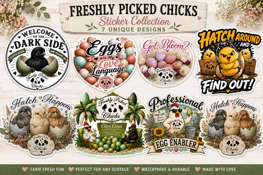 The Peep Pack - 7 Fun Chicken Stickers PACK #2