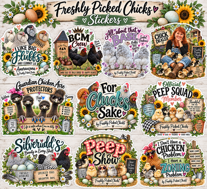 The Peep Pack - 10 Fun Chicken Stickers Pack #3